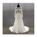 Modest Long Sleeves Sheer Jewel Neck Lace Appliqued Sequins Plus Size Robe De Mariee Custom  A Line Wedding Dresses
